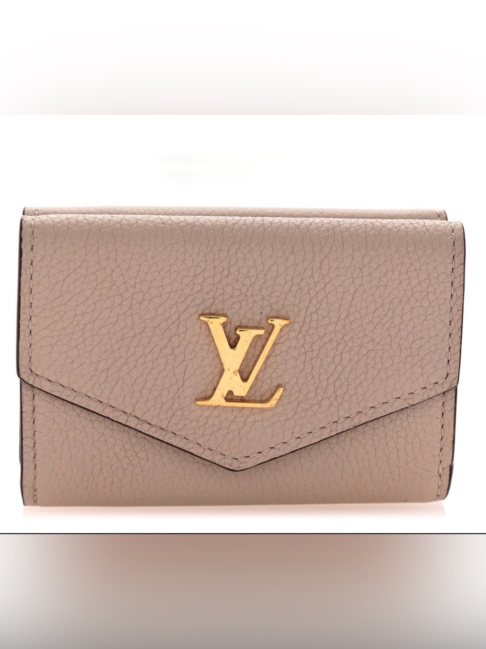 Authentic Louis Vuitton Lockmini Wallet Greige Beige Calfskin M69340